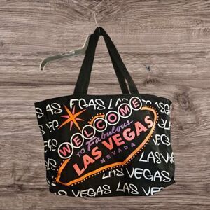 Black‎ Las Vegas Travel Tote Colorful Zipper Closure 9.5 X 13